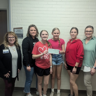 Presenting a check to  Fairbury Go Red