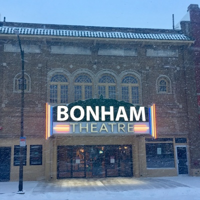 Bonham Theatre in snow