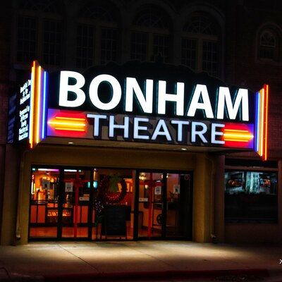 Bonham Theatre at night