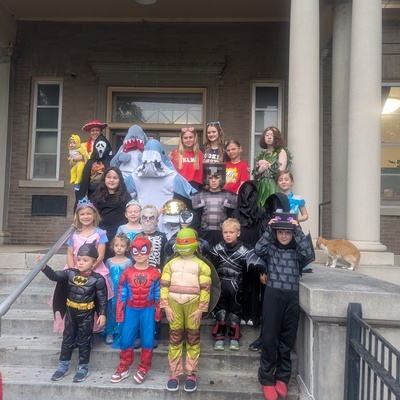 Helping out the Library at their Halloween Party